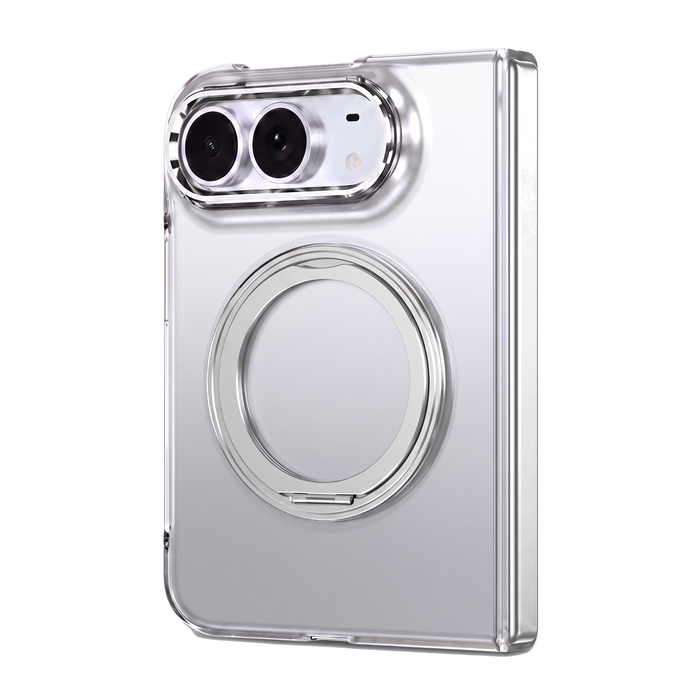 Axon M1 case for iPhone Duo in Clear with silver MagSafe rotating ring stand