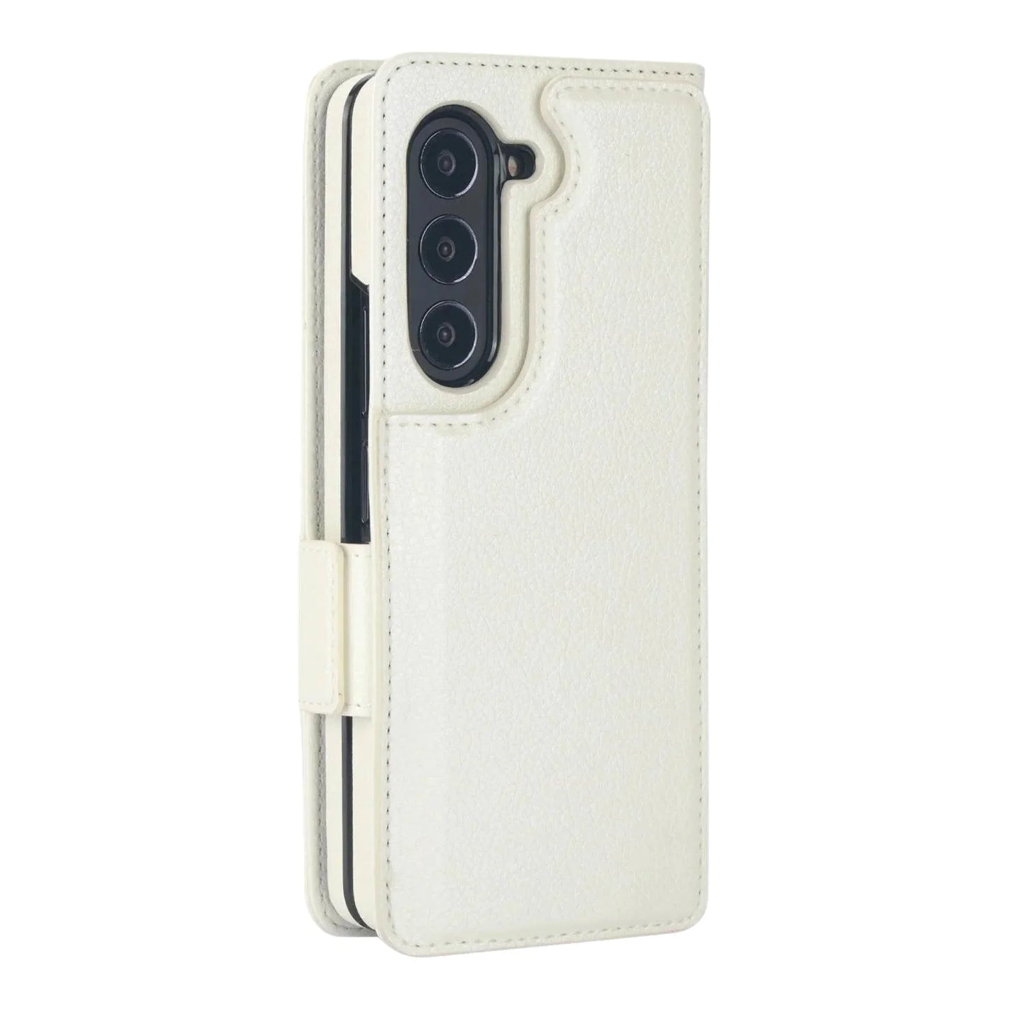 White phone case with a card slot on a white background