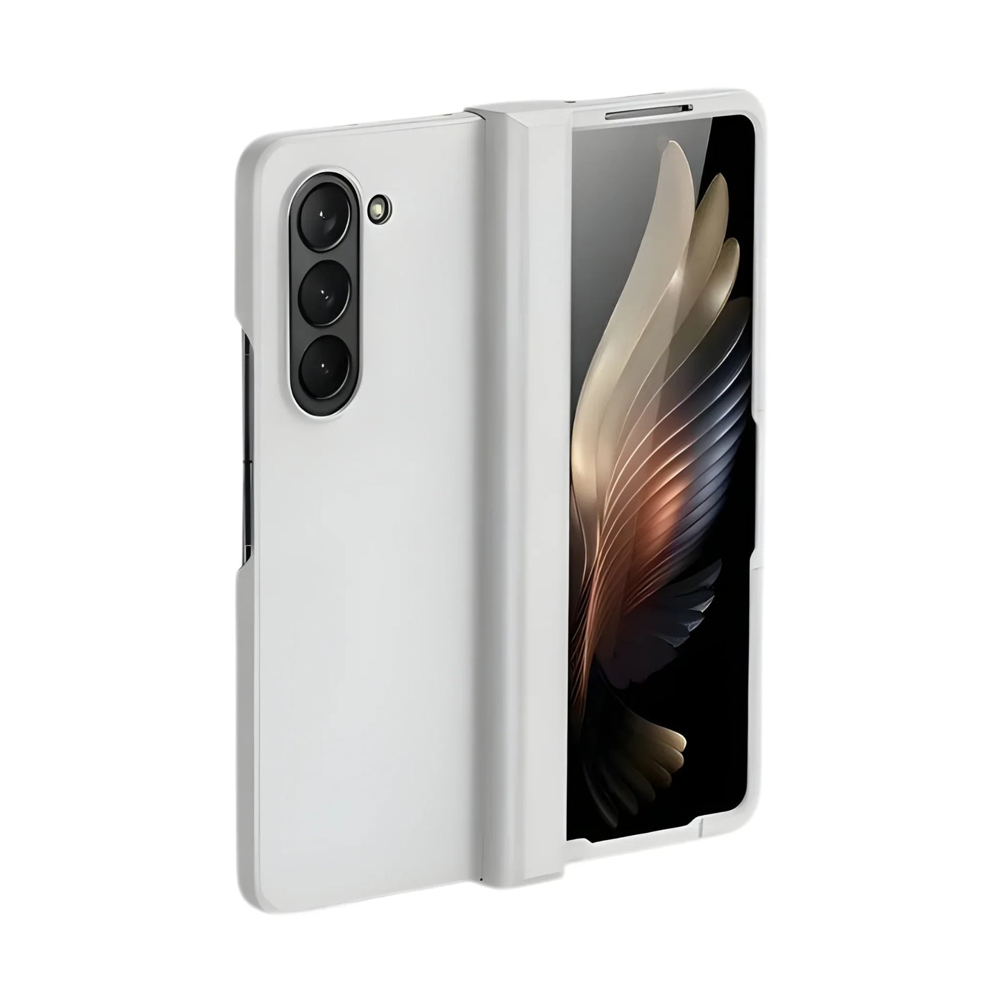 Smartphone with a white case on a white background