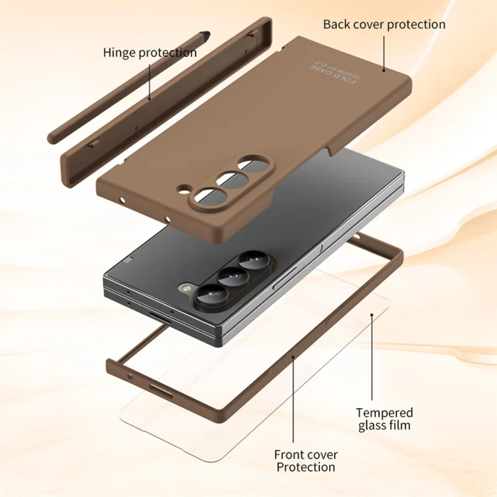 Smartphone with protective case and components labeled on a light background