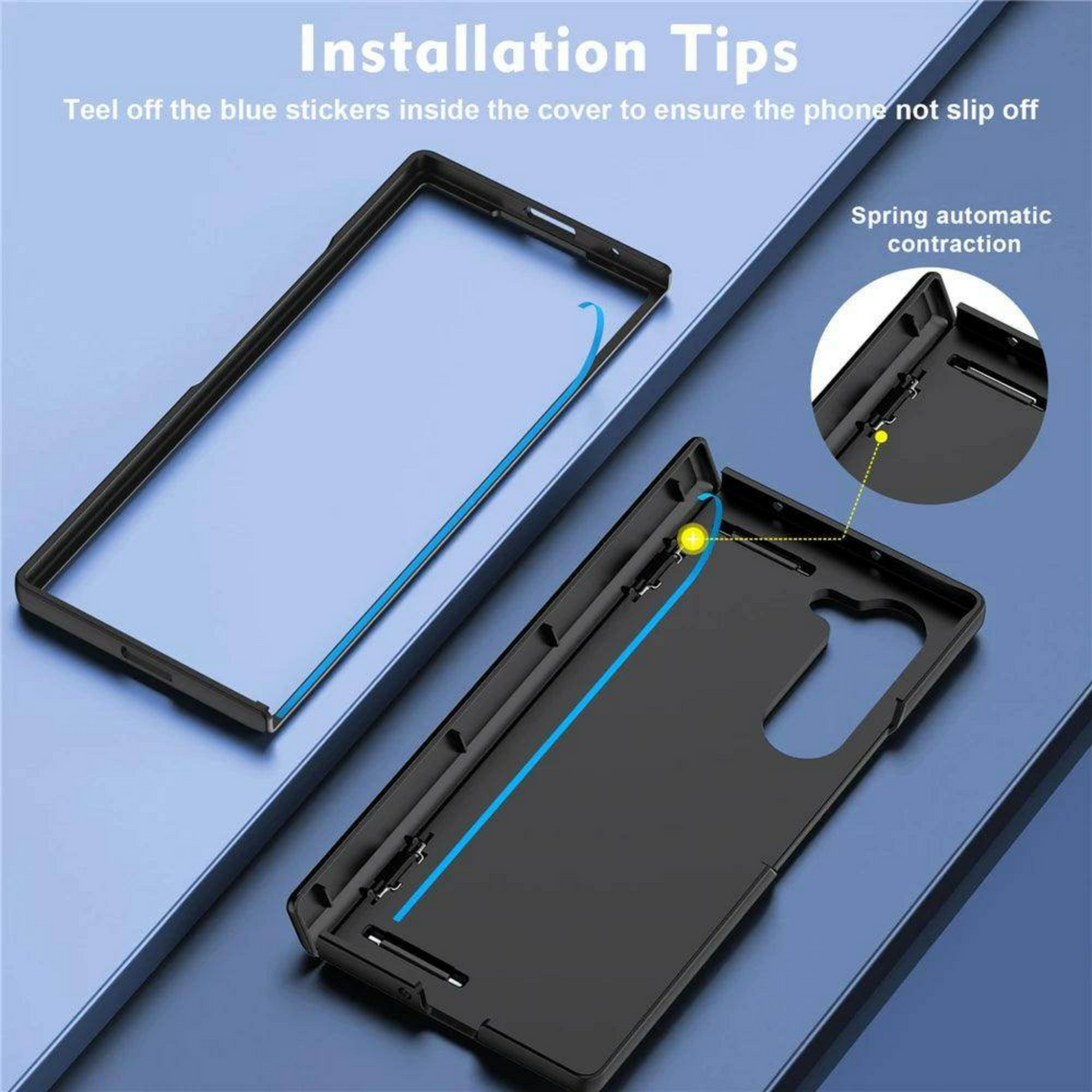 Axis P2 Galaxy Z Fold case feature diagram - high-impact polycarbonate