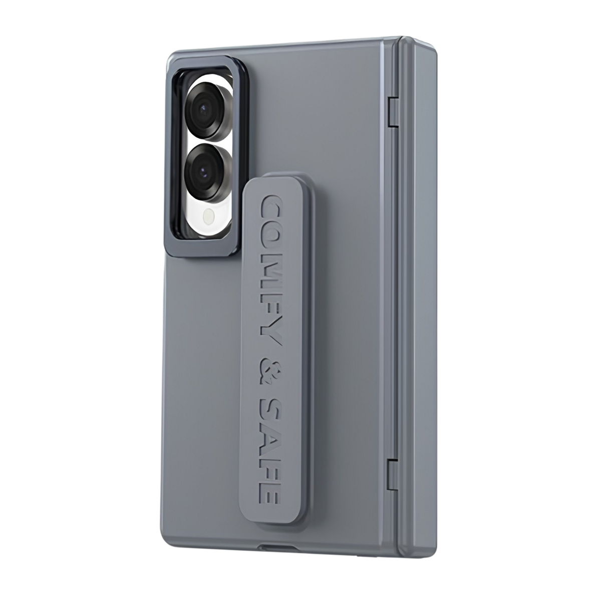 Aegis H1 Gray hinge cover case for Samsung Galaxy Z Fold 8 Wide - rear view with COMFY & SAFE grip strap