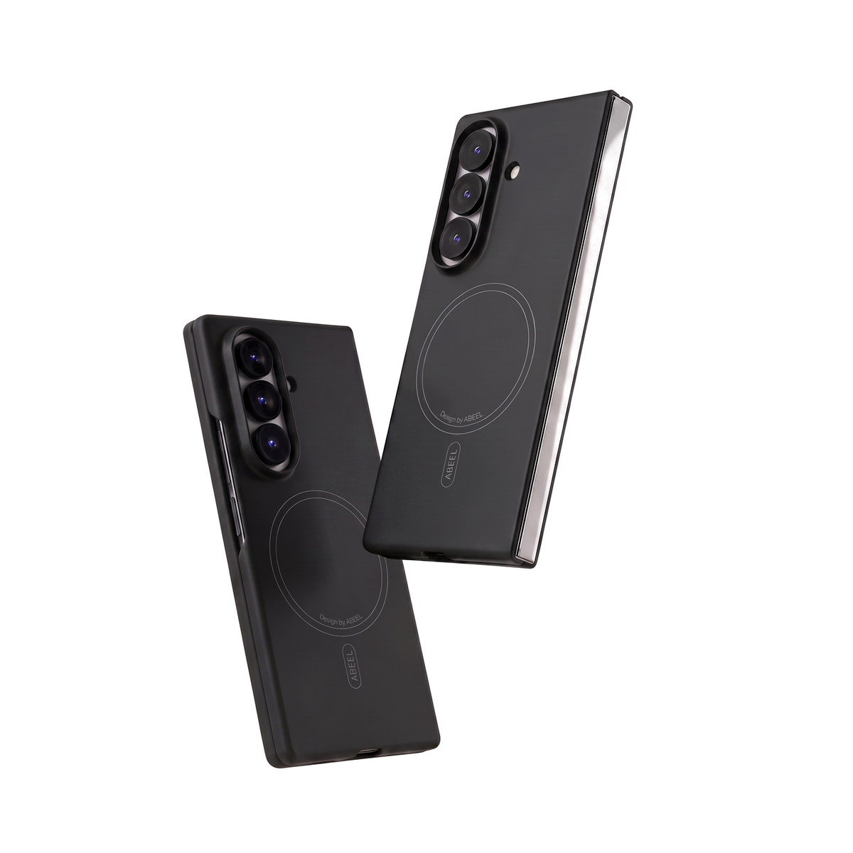Two Black Apex M3 cases for Galaxy Z Fold showing the slim folded profile