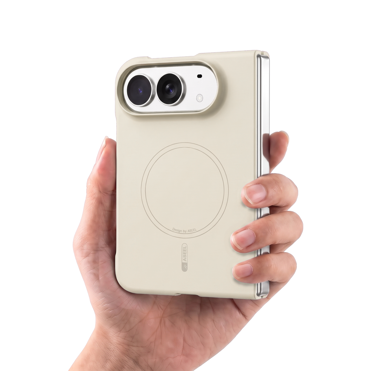 Apex M3 iPhone Duo case in Custard held in hand