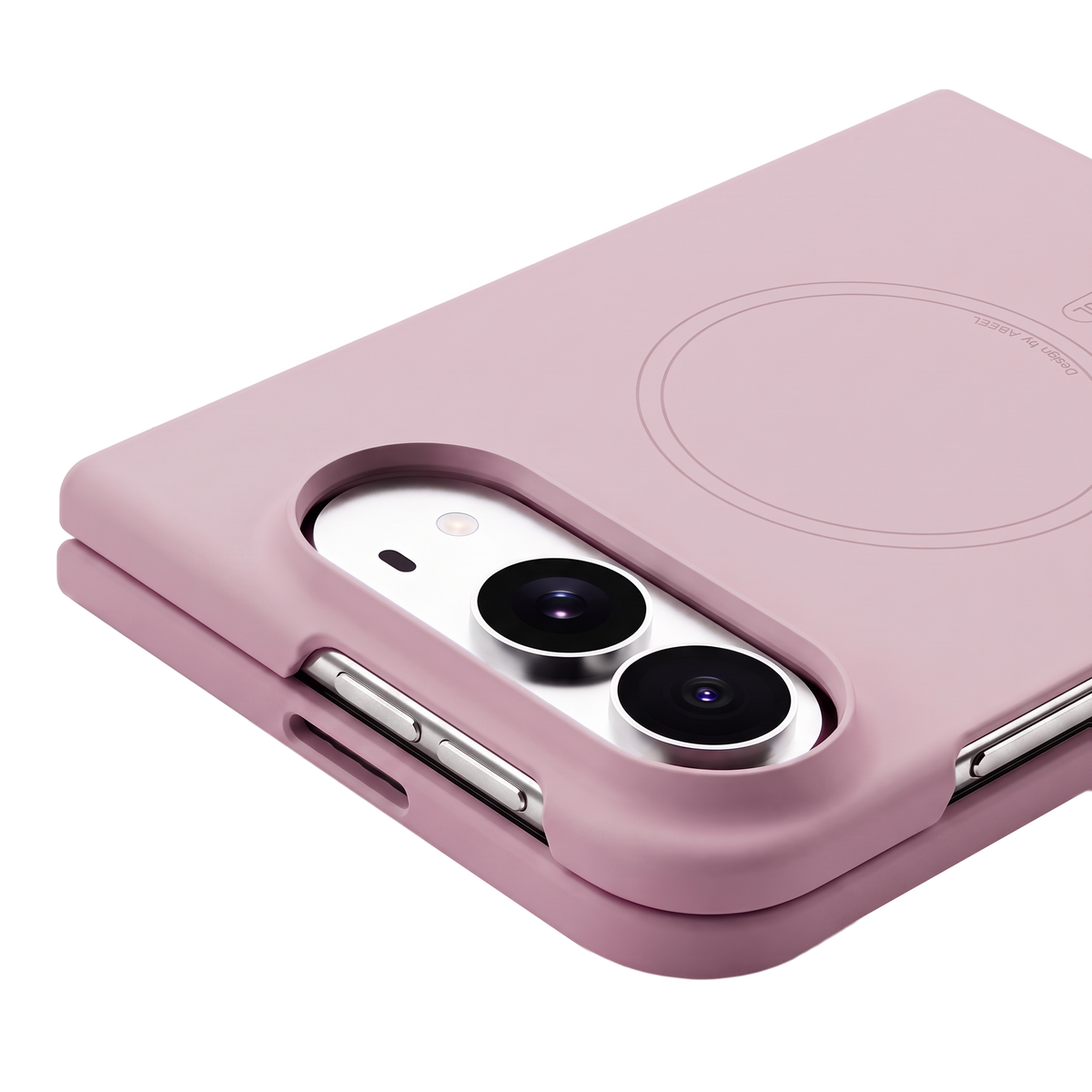 Apex M3 iPhone Duo case in Pink, close-up of the raised camera surround and side buttons