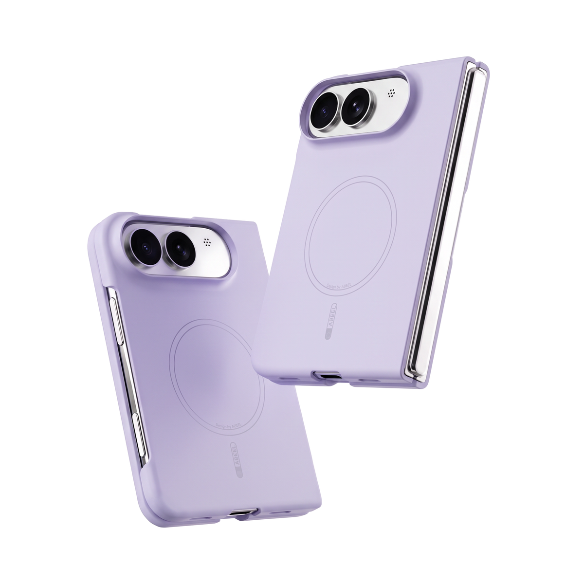 Two Apex M3 iPhone Duo cases in Lavender floating on white