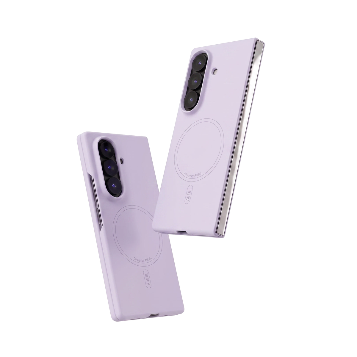 Two Purple Apex M3 cases for Galaxy Z Fold showing the slim folded profile