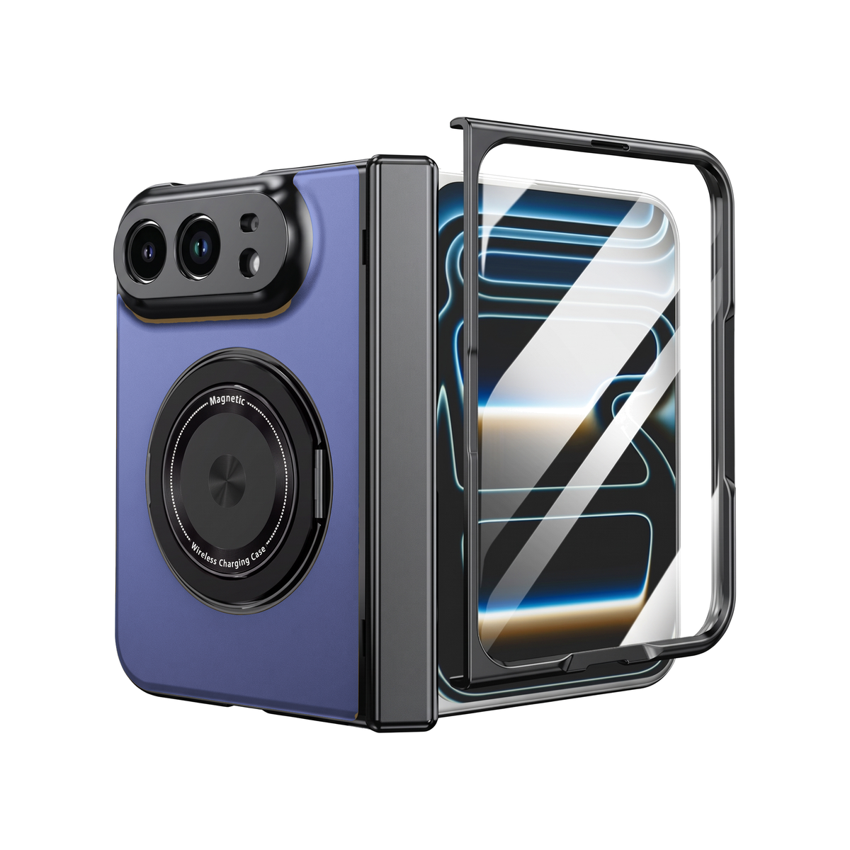 Axon M2 iPhone Duo case - tempered glass screen protector - blue