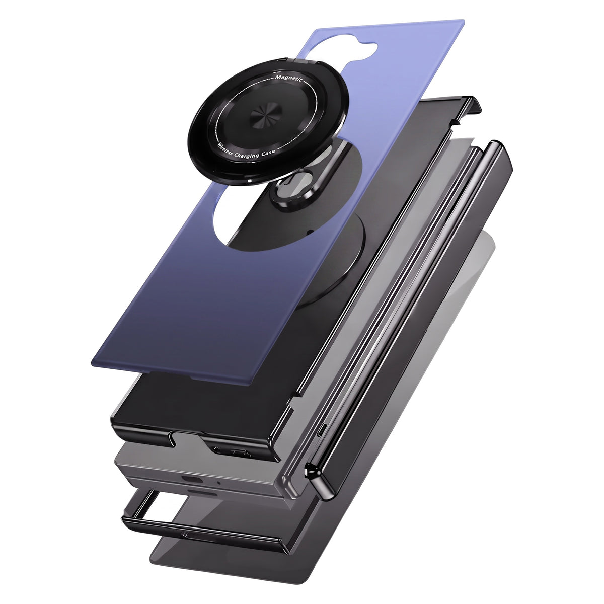 Axon M2 Galaxy Z Fold case layered construction breakdown - Blue