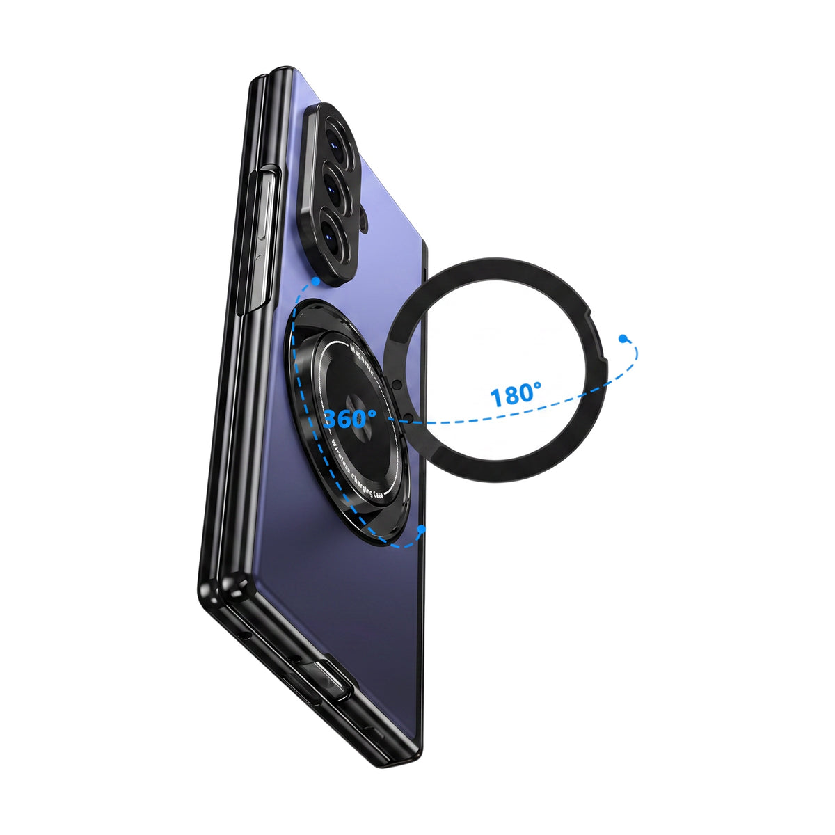Axon M2 Galaxy Z Fold case 360 degree rotating 180 degree folding ring stand - Blue