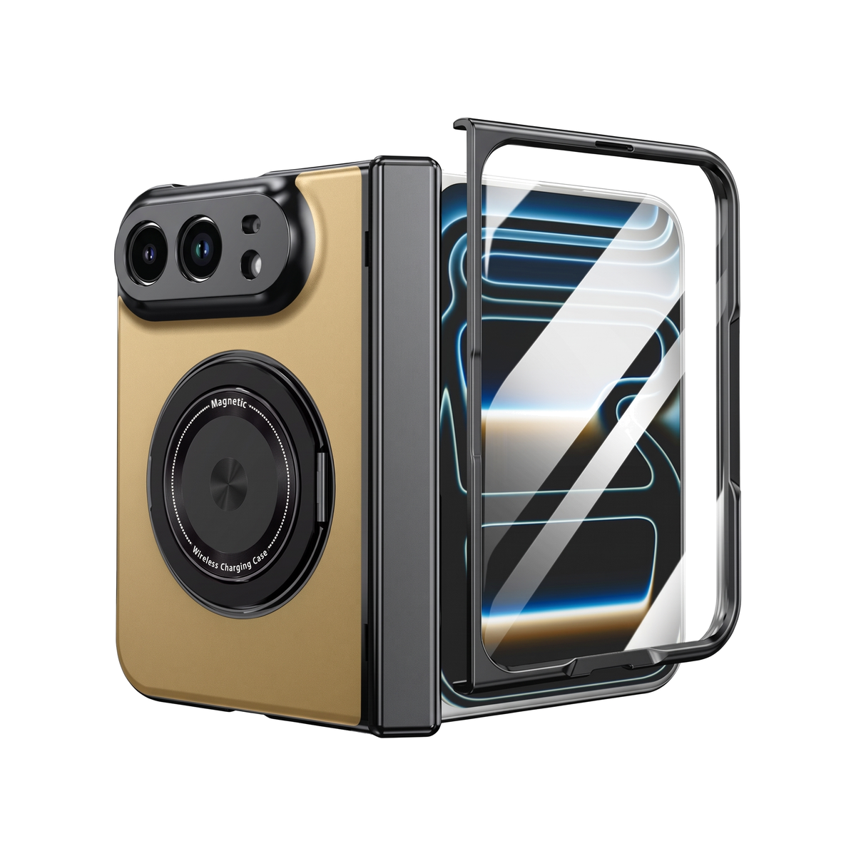 Axon M2 iPhone Duo case - tempered glass screen protector - gold