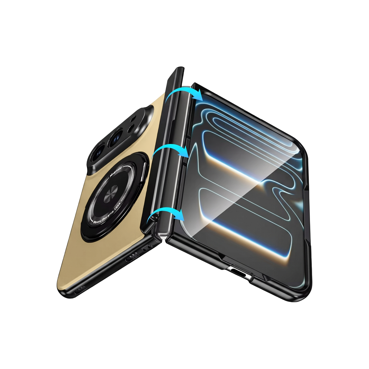 Axon M2 iPhone Duo Gold fully wrapped hinge protection
