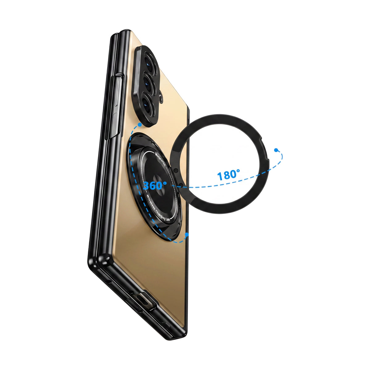 Axon M2 Galaxy Z Fold case 360 degree rotating 180 degree folding ring stand - Gold