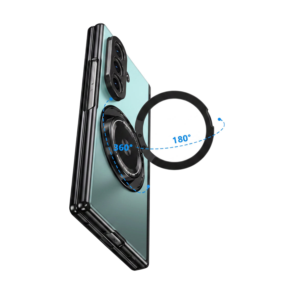 Axon M2 Galaxy Z Fold case 360 degree rotating 180 degree folding ring stand - Green
