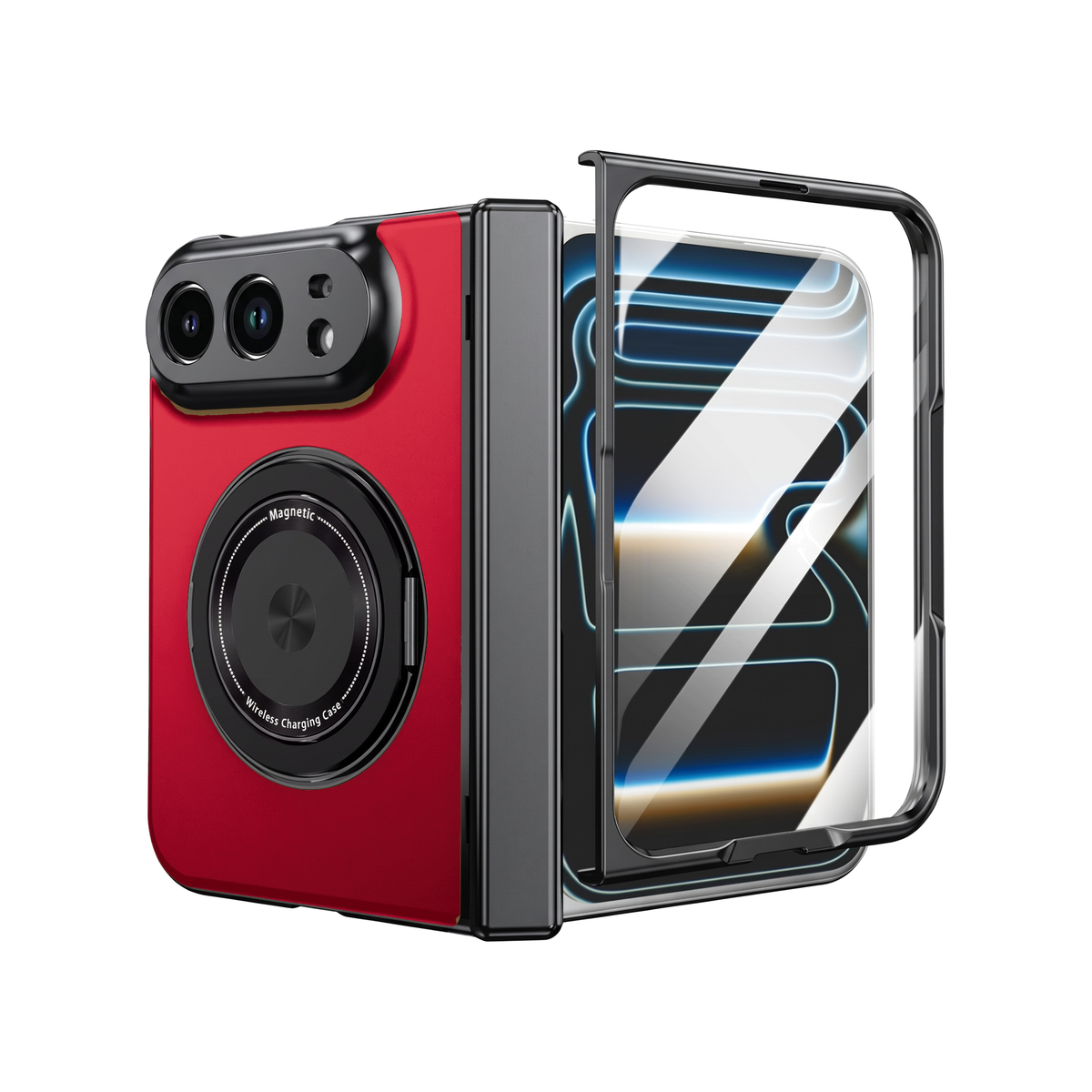 Axon M2 iPhone Duo case - tempered glass screen protector - red