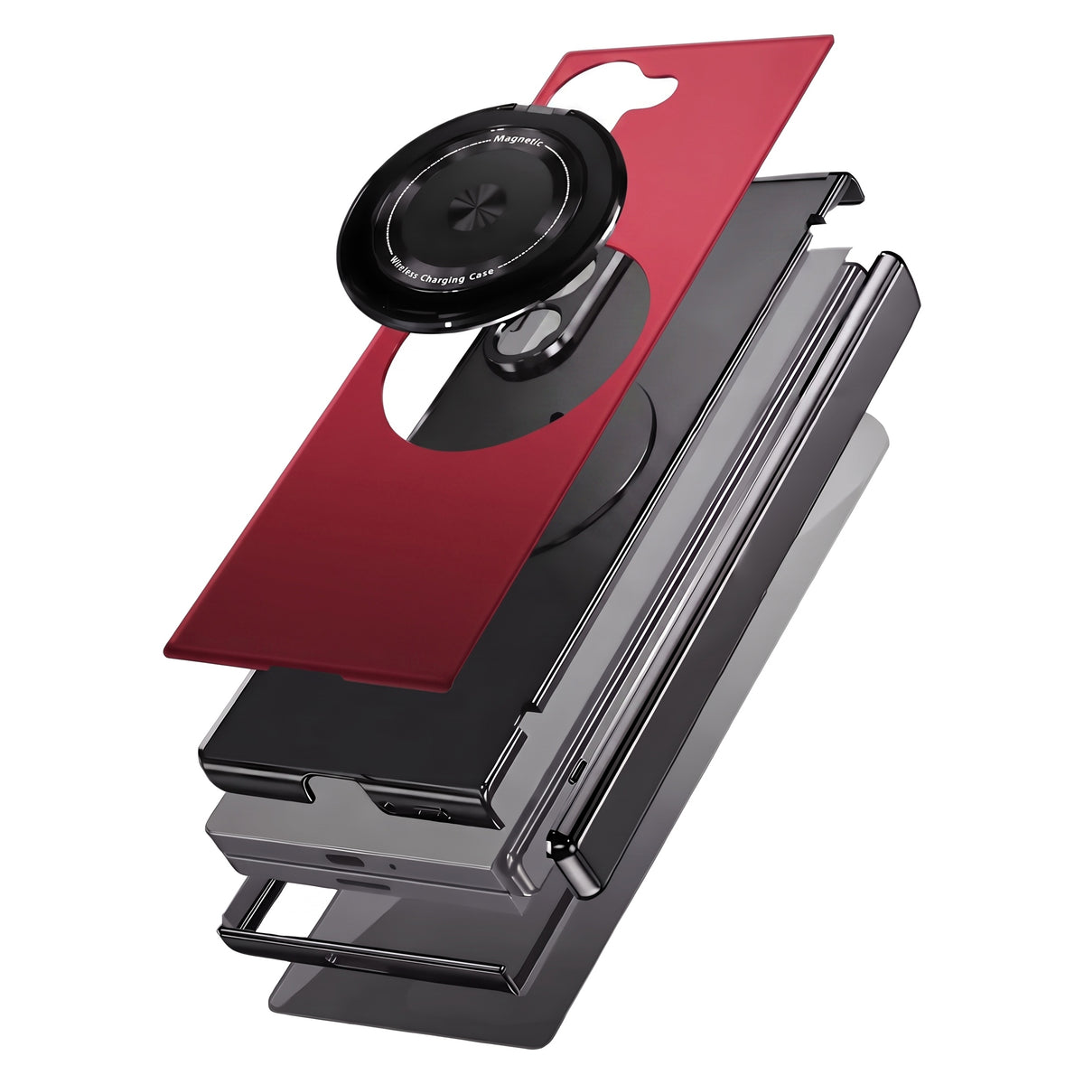 Axon M2 Galaxy Z Fold case layered construction breakdown - Red