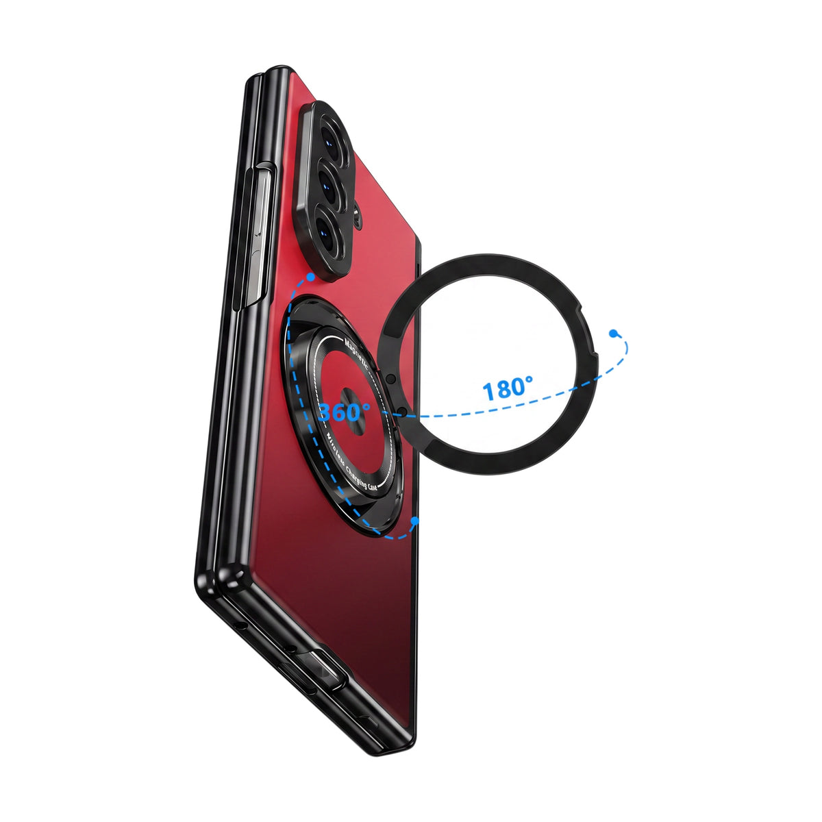 Axon M2 Galaxy Z Fold case 360 degree rotating 180 degree folding ring stand - Red
