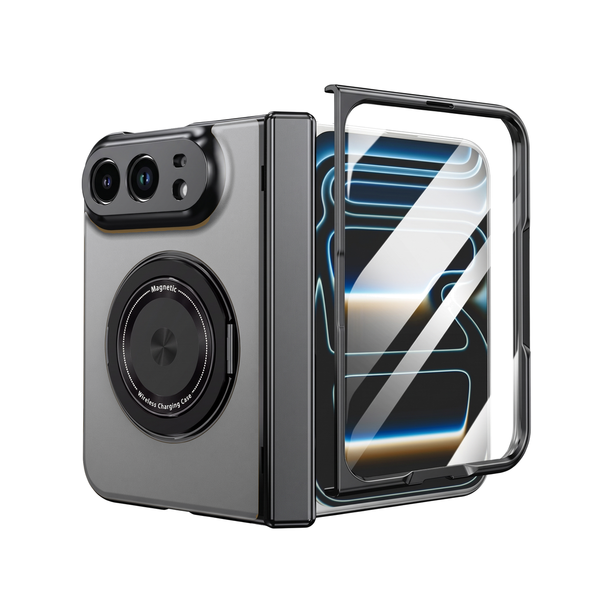 Axon M2 iPhone Duo case - tempered glass screen protector - silver