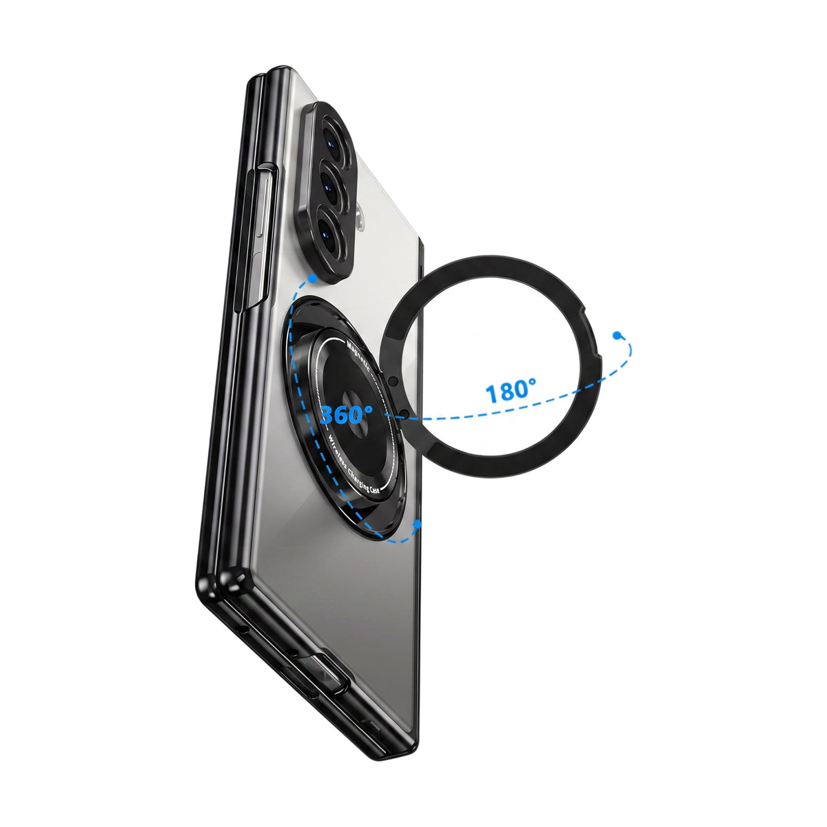 Axon M2 Galaxy Z Fold case 360 degree rotating 180 degree folding ring stand - Grey