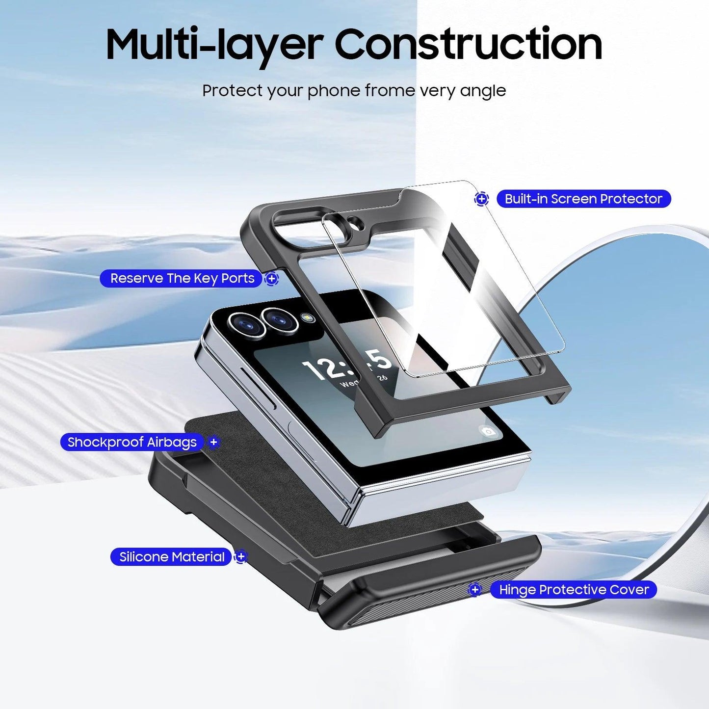 Built-In Screen Protector Shockproof Case For Samsung Galaxy Z Flip 6 - FoldifyCase