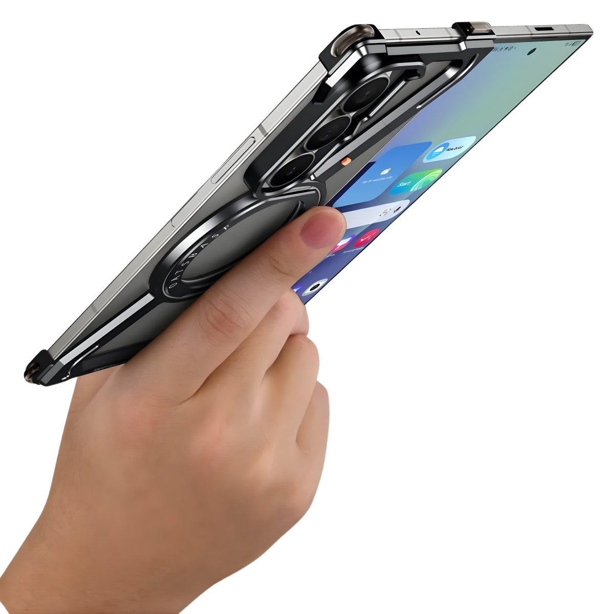 Halo M1 Galaxy Z Fold case feature diagram - finger grip