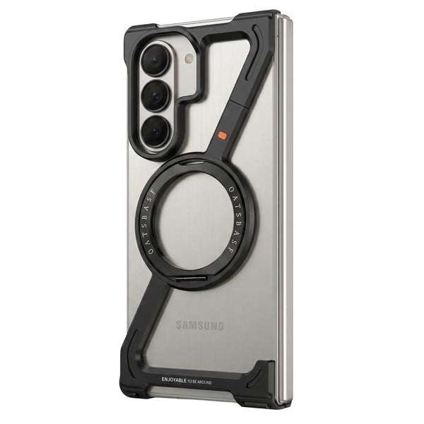 Halo M1 metal bumper case — Samsung Galaxy Z Fold 7 with 360° rotating magnetic ring kickstand