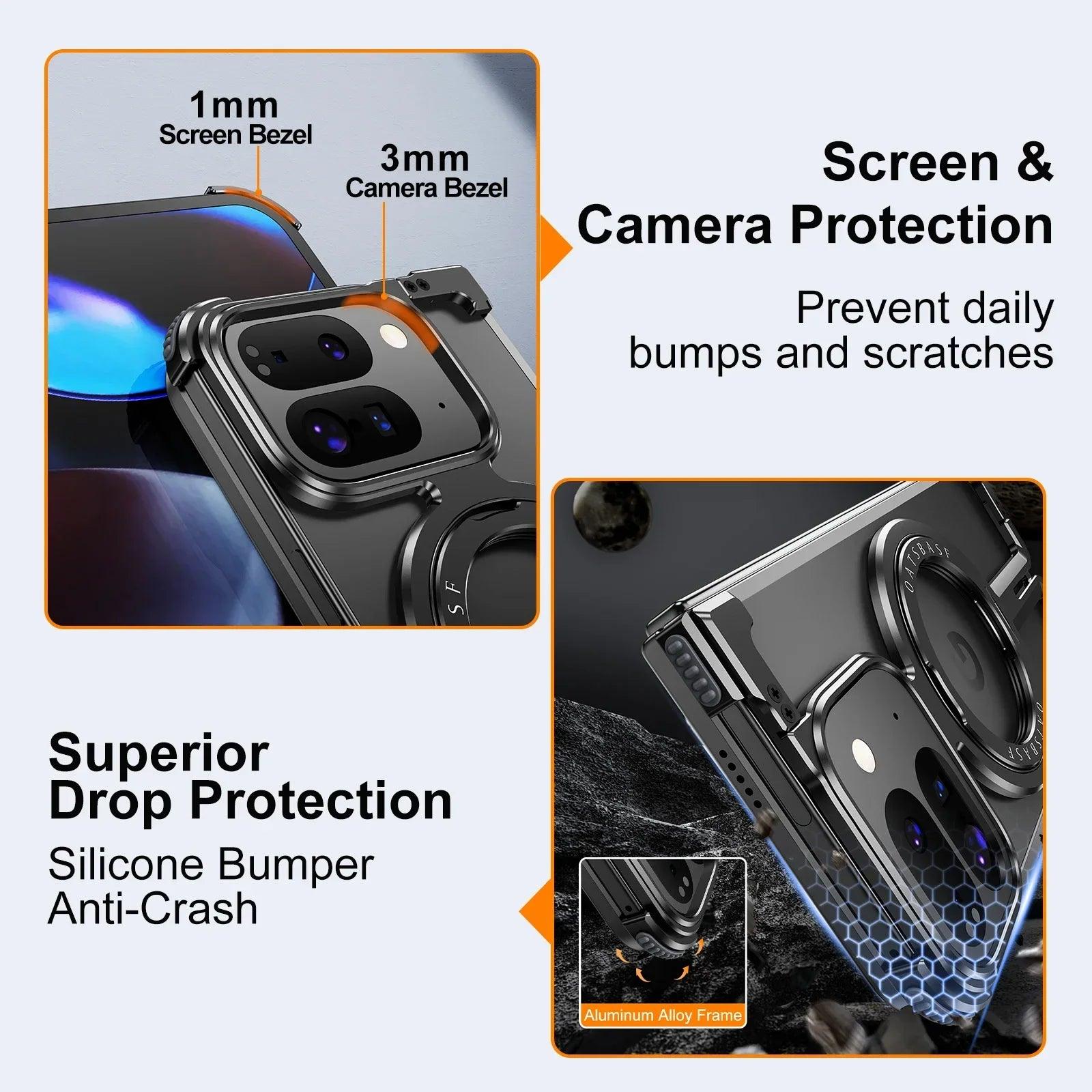 Metal Frameless Case With Magsafe Stand For Google Pixel 9 Pro Fold - FoldifyCase
