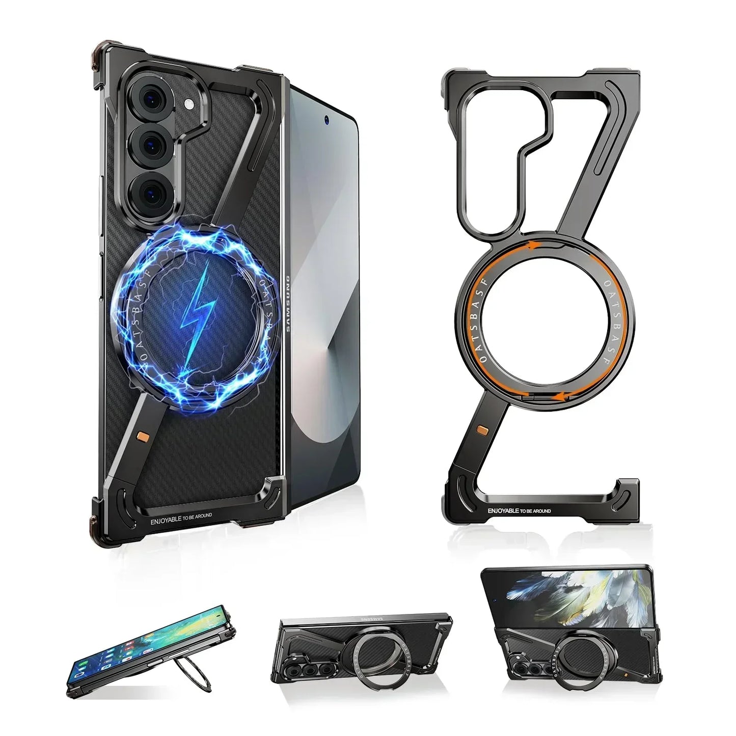 Collection of phone cases and accessories on a white background