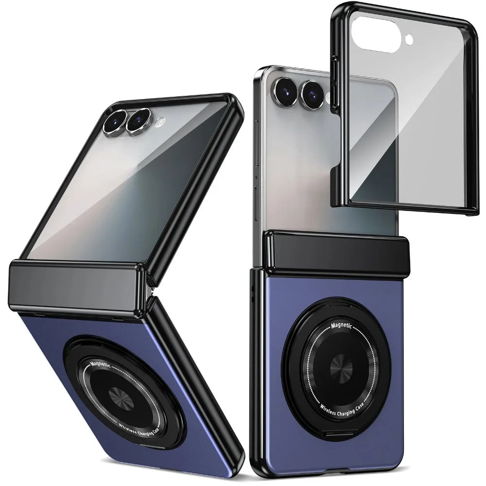 Smartphone with a transparent back and black frame on a white background