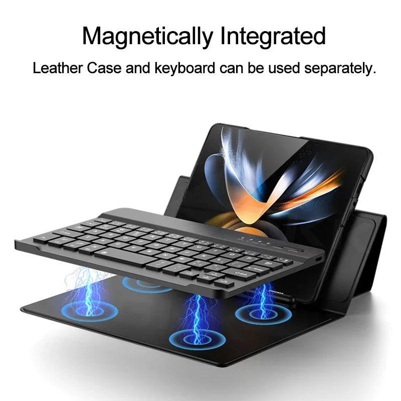 Leather Fold Stand Keyboard For Samsung Galaxy Z Fold Series - FoldifyCase
