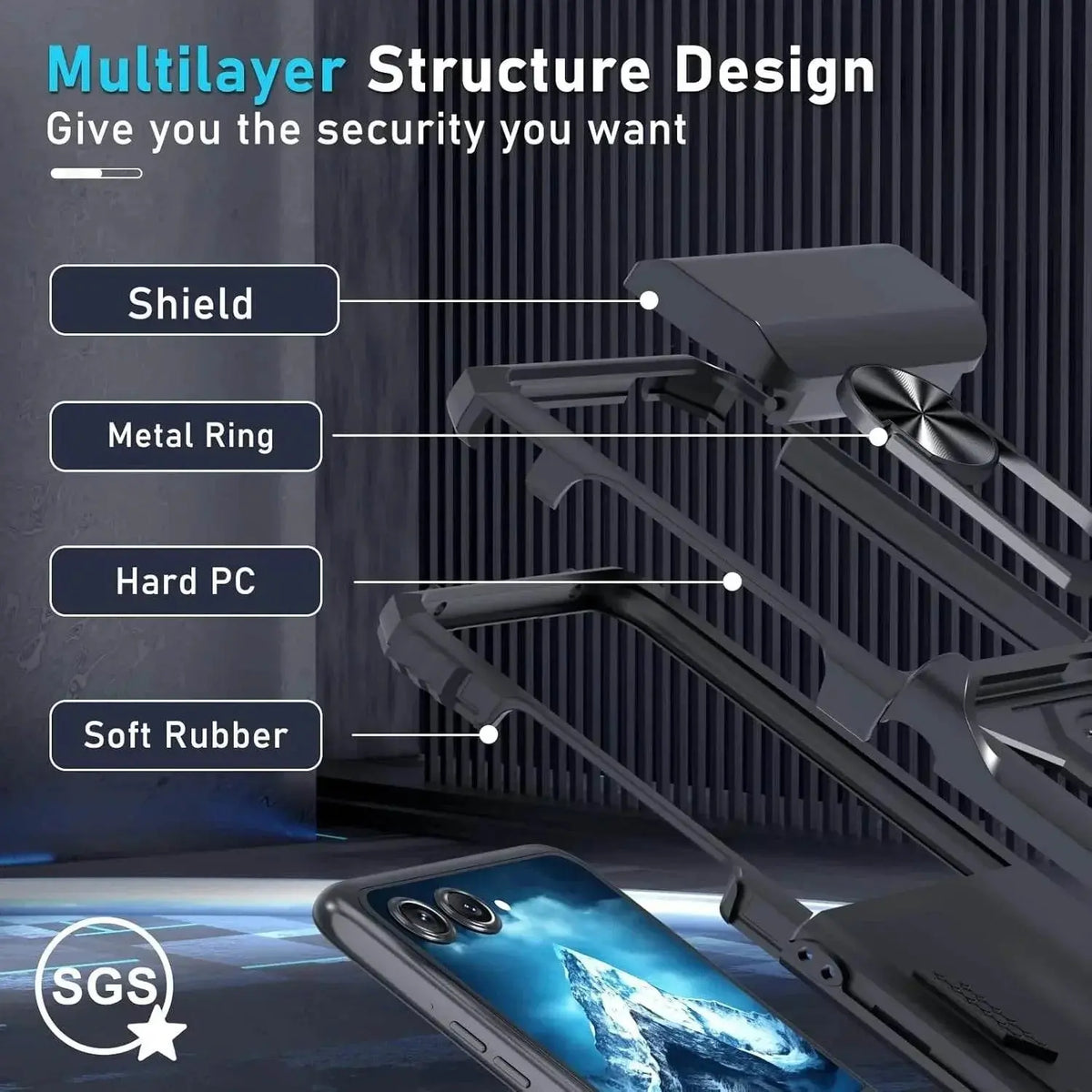 Sentinel L1 Galaxy Z Flip heavy-duty case with folding metal kickstand