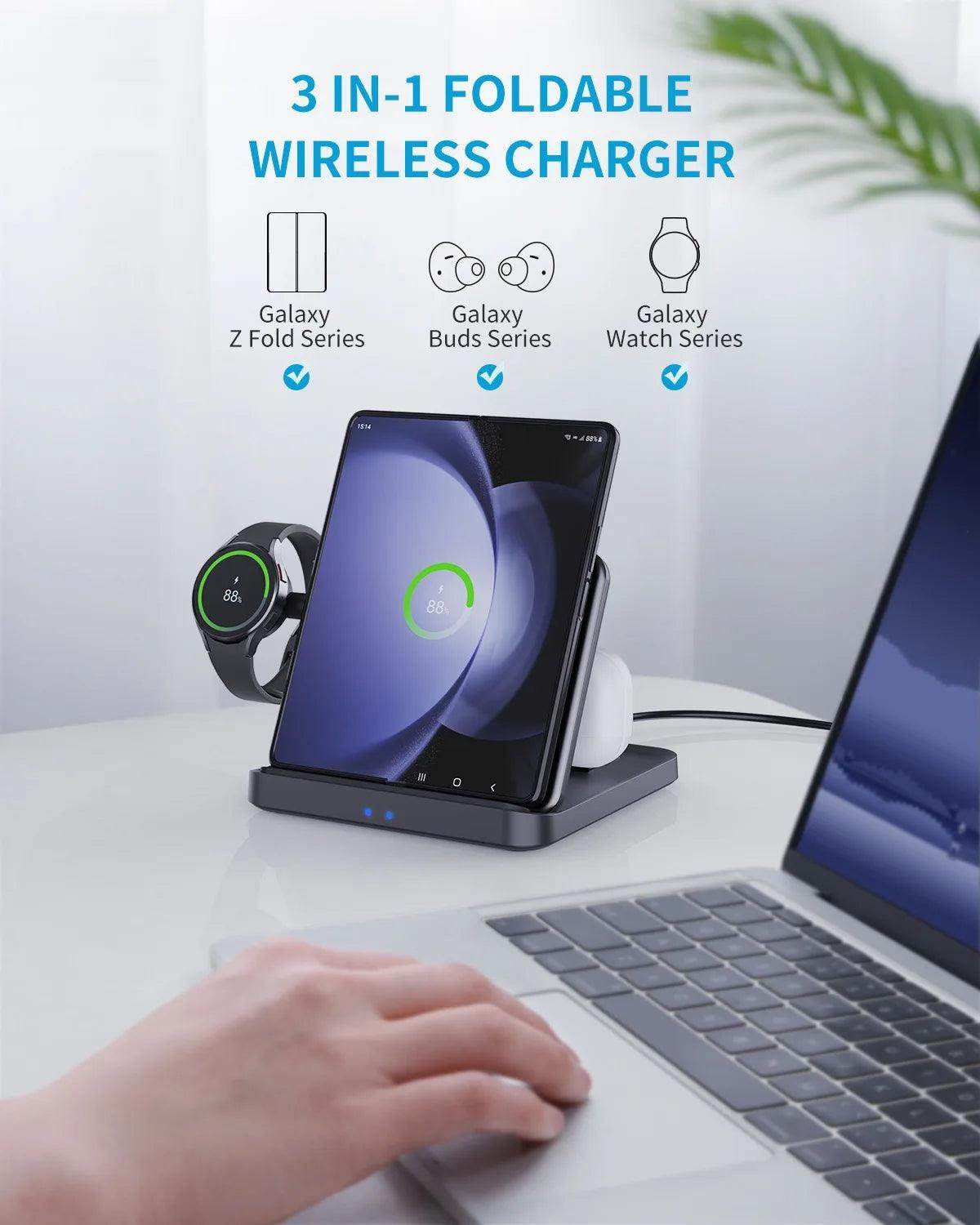 Foldable Wireless Charger 3 in 1 for Samsung Z Fold/Flip Series - FoldifyCase