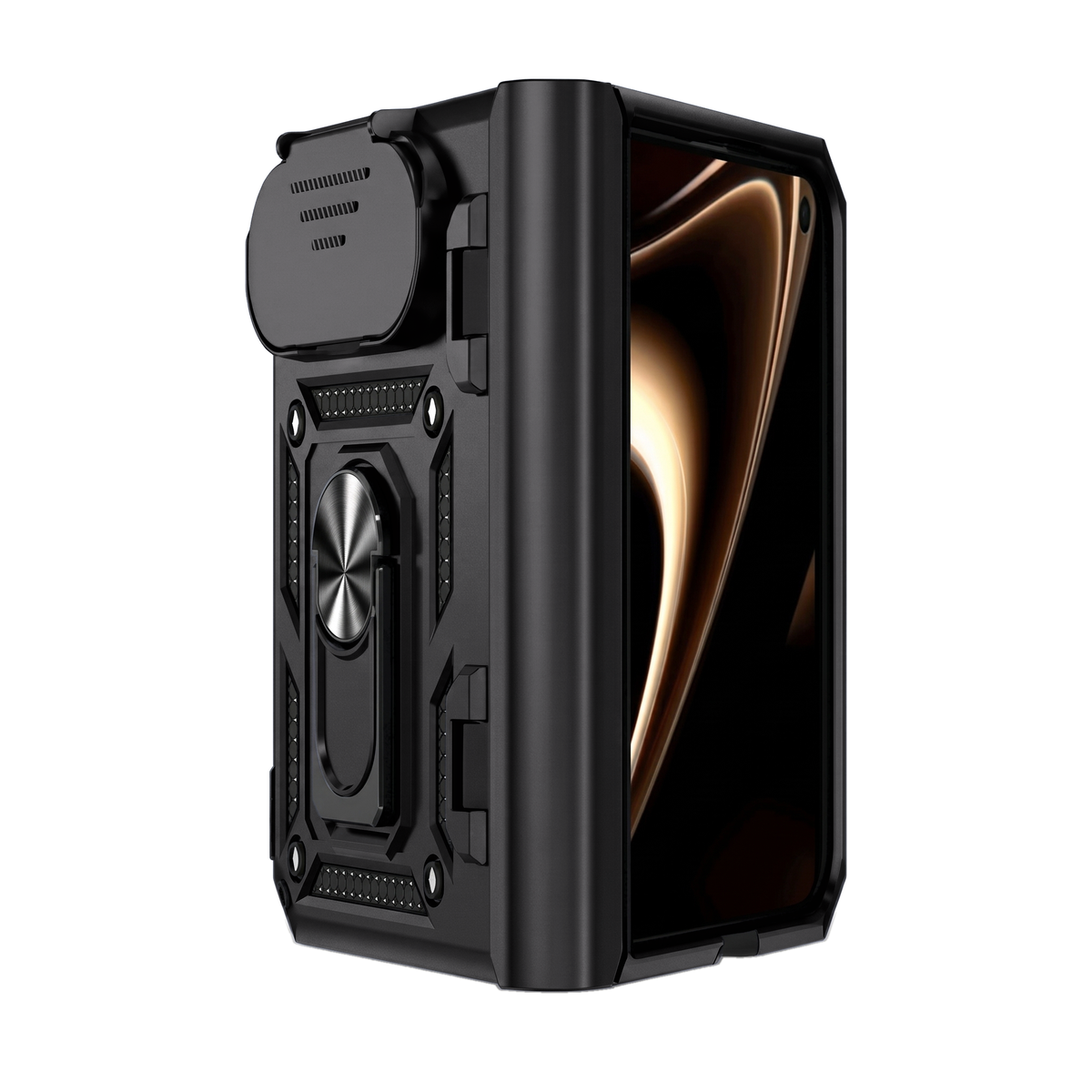 Sentinel H1 iPhone Duo rugged case in Black - full hinge protection with ring kickstand