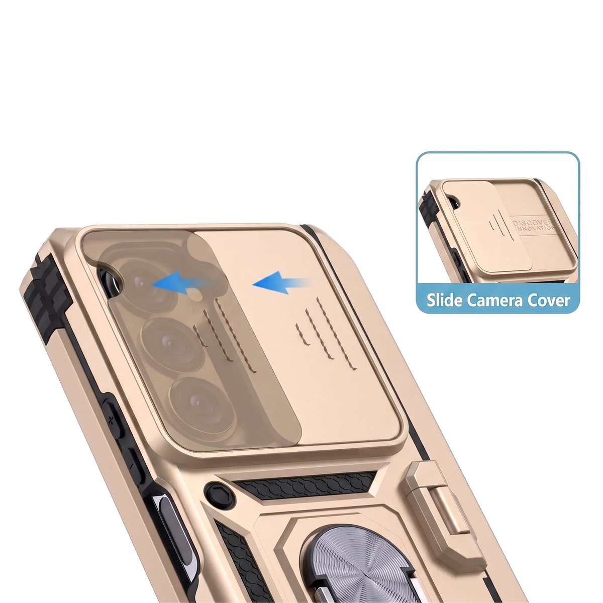 Sentinel H1 Galaxy Z Fold case in Gold - slide camera cover feature