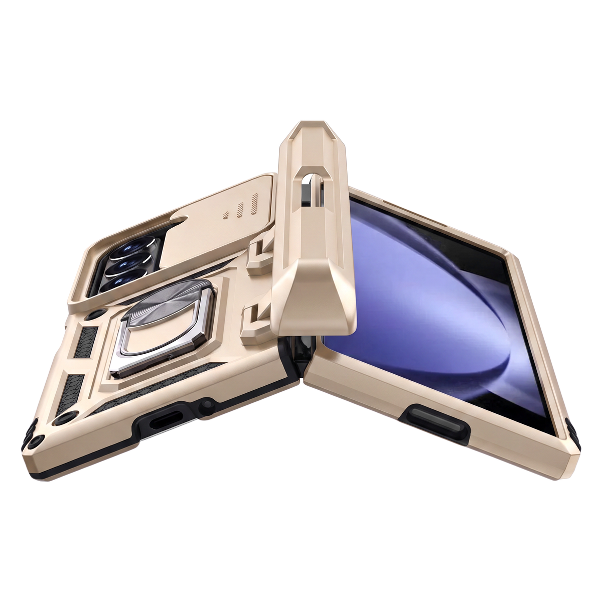 Sentinel H1 Galaxy Z Fold case in Gold - hinge protection and kickstand