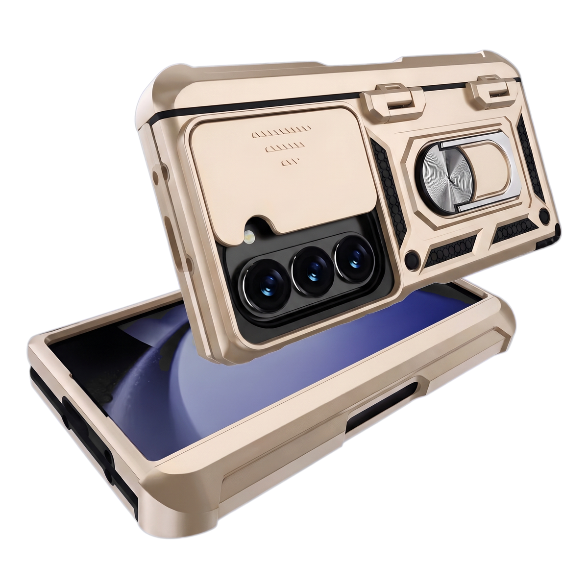 Sentinel H1 Galaxy Z Fold case in Gold - camera cutout, ring holder and slim profile