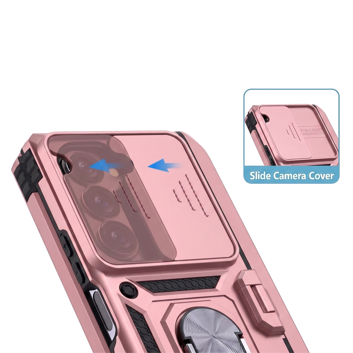 Sentinel H1 Galaxy Z Fold case in Rose - slide camera cover feature