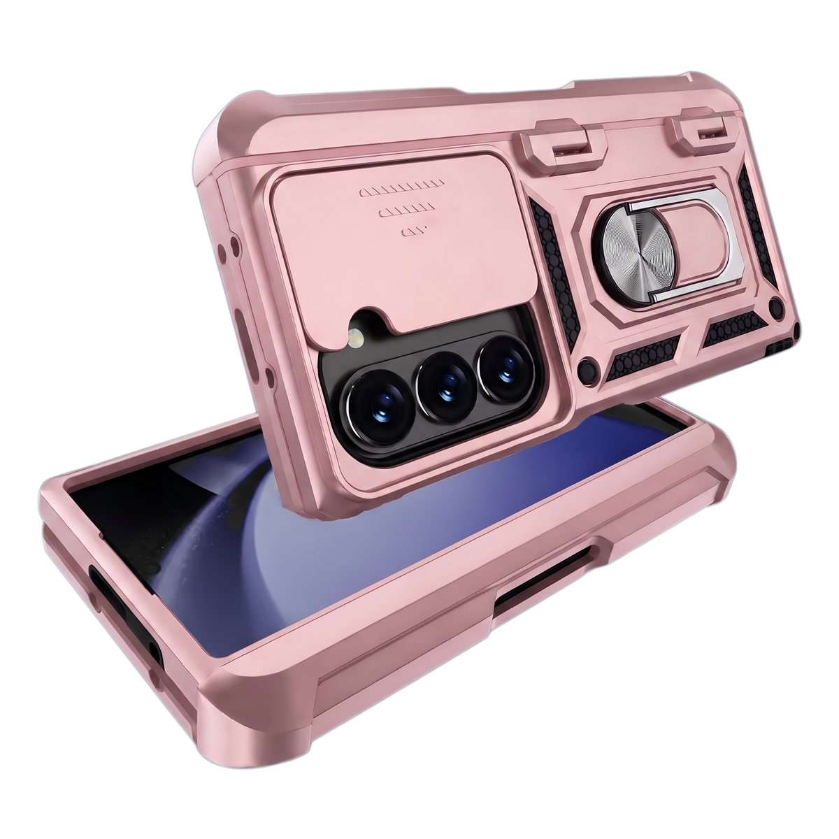 Sentinel H1 Galaxy Z Fold case in Rose Gold - camera cutout, ring holder and slim profile