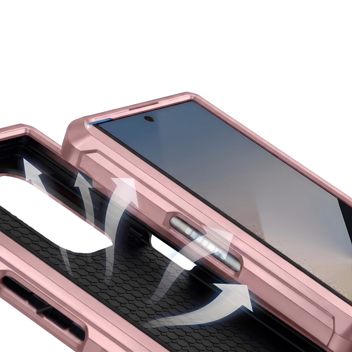 Sentinel H1 Galaxy Z Fold case in Rose Gold - shock-absorbent cushioned shell