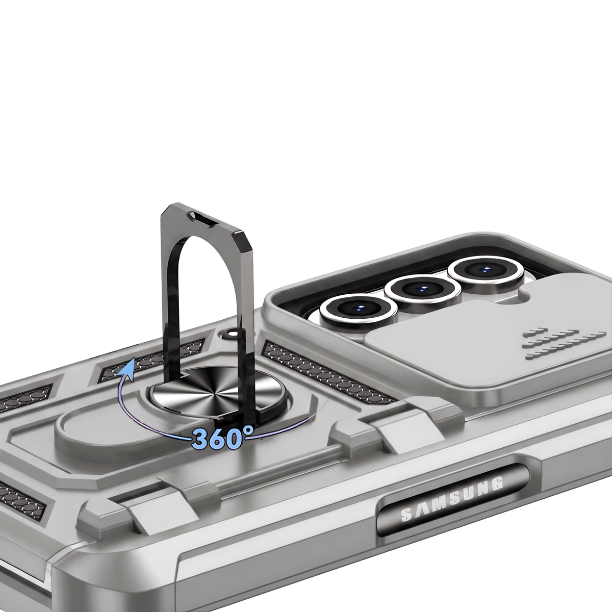 Sentinel H1 Galaxy Z Fold case in Silver - 360 degree rotating ring grip