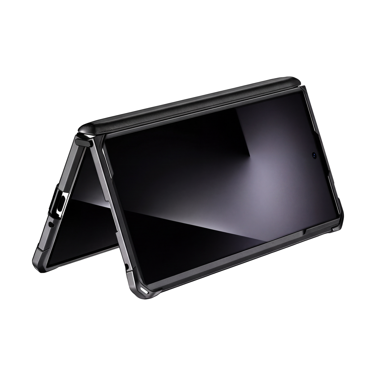 Sentinel H2 Galaxy Z Fold case in Black - tent mode with hinge cover closed