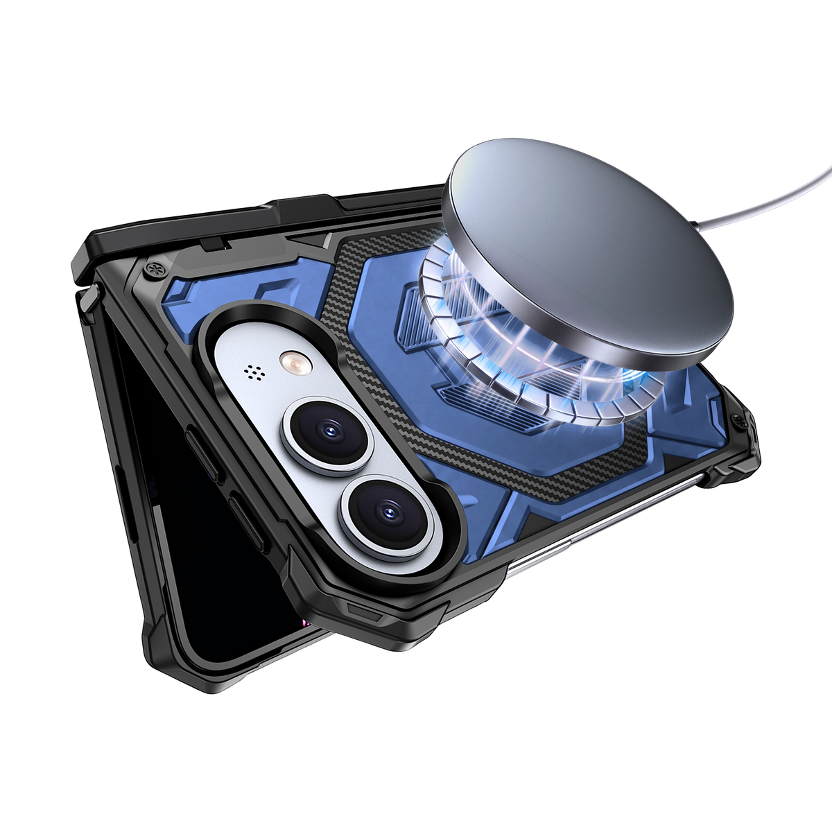 Sentinel H2 iPhone Duo case in Blue - magnetic wireless charging