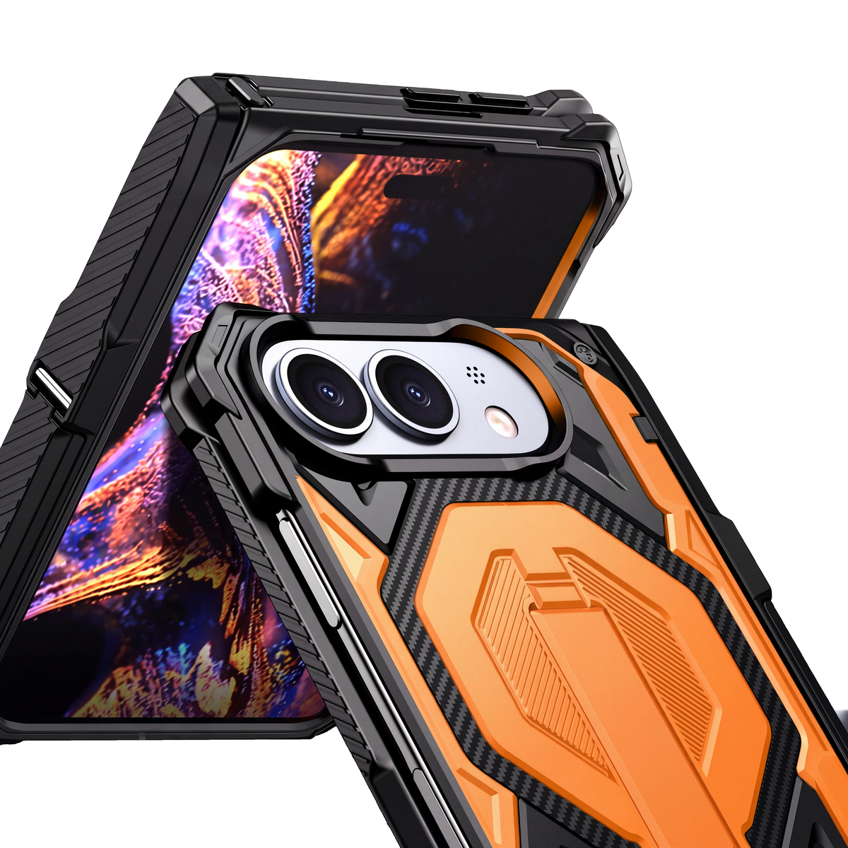 Sentinel H2 iPhone Duo case in Orange - raised screen bezels and camera lips
