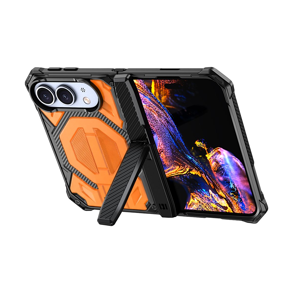 Sentinel H2 iPhone Duo case in Orange - built-in kickstand