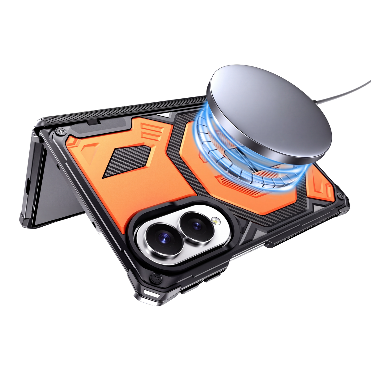 Sentinel H2 Galaxy Z Fold 8 case in Orange - magnetic wireless charging