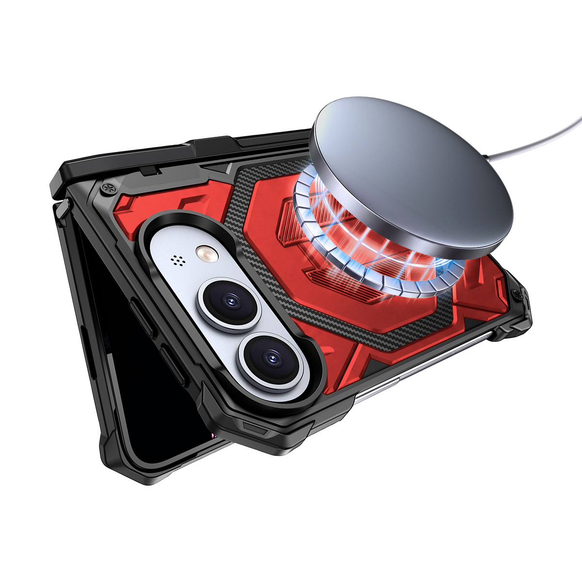 Sentinel H2 iPhone Duo case in Red - magnetic wireless charging