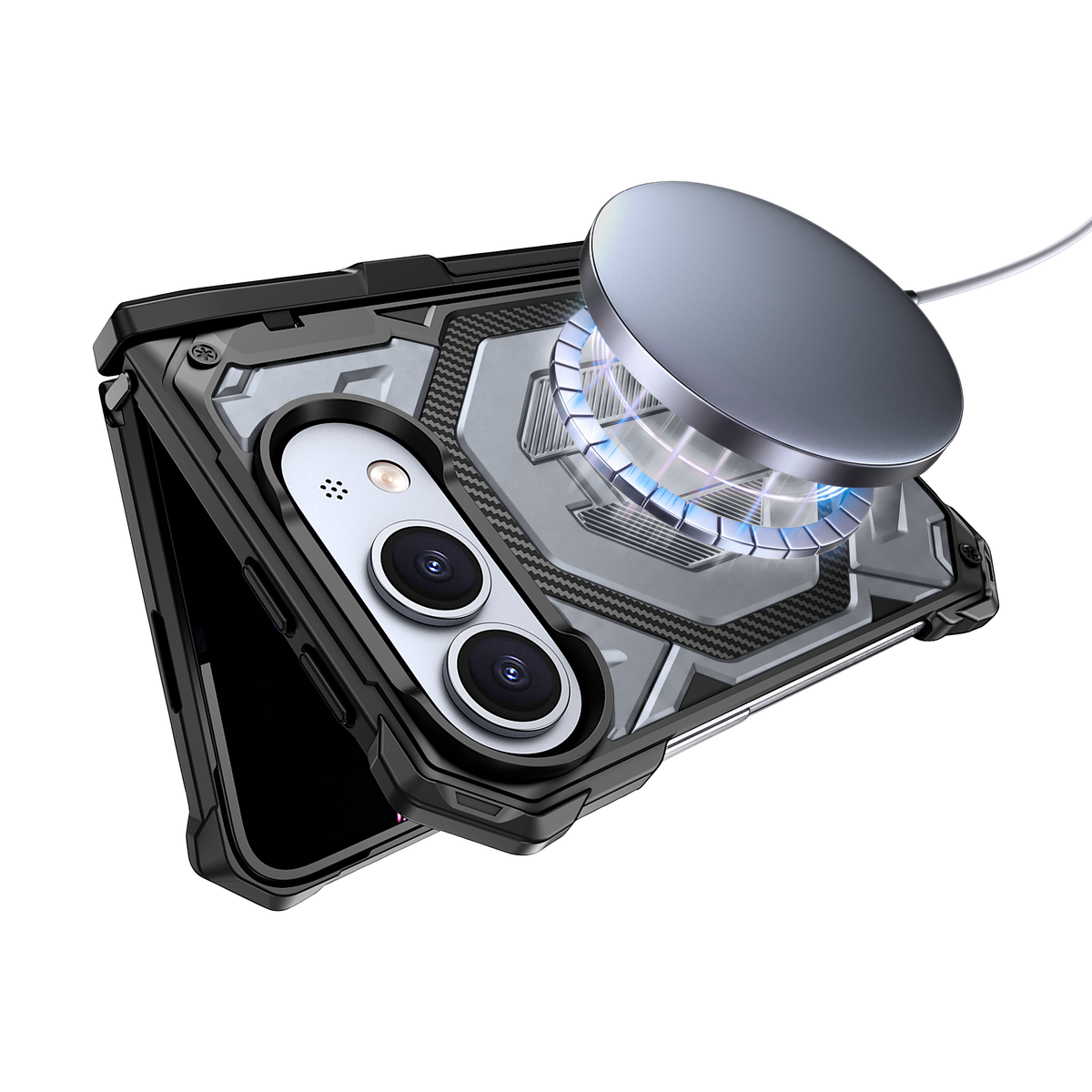 Sentinel H2 iPhone Duo case in Silver - magnetic wireless charging