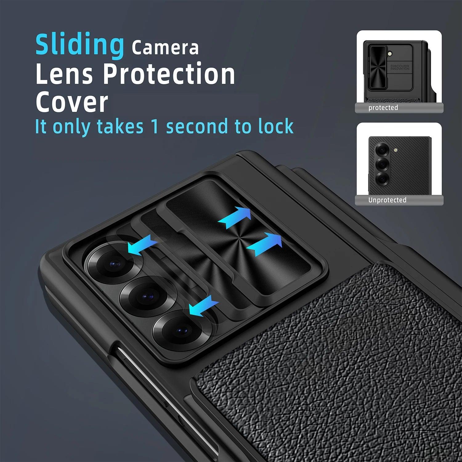 Leather Card Bag Sliding Window Case For Samsung Galaxy Z Fold Series - FoldifyCase