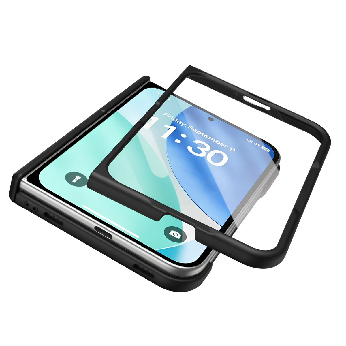 Spineguard P1 iPhone Fold case Black - tempered glass screen protector and bumper