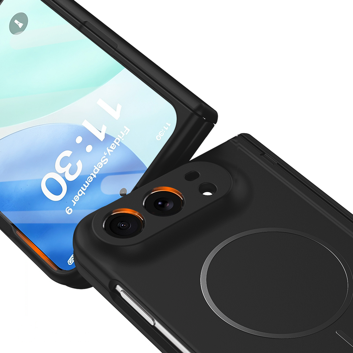 Spineguard P1 iPhone Fold case in Black - scratch resistant PC back panel with raised camera and screen edges